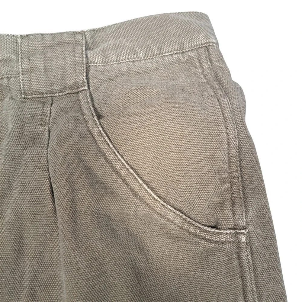 Cabelas Flannel Lined Cargo Pants Mens 34 Reg Khaki Tan Canvas Plaid Lined Work
